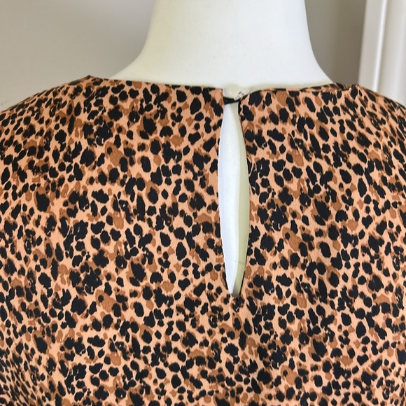 Tuckernuck Pomander Place Leopard Carlota Peplum Blouse Puff Sleeve Top Sz S - Picture 6 of 11